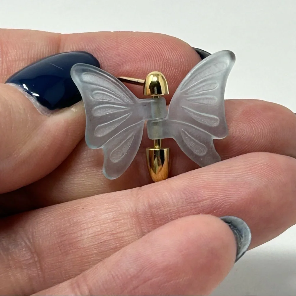 Vintage Avon Translucent Blue Lucite Articulated Butterfly Pin Small Dainty